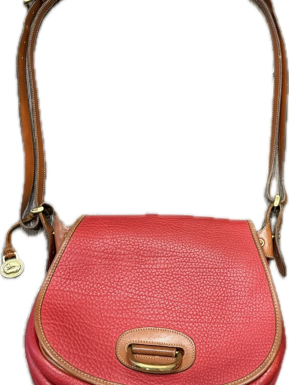 Coach Red Pebbled Leather Crossbody with Tan Trim